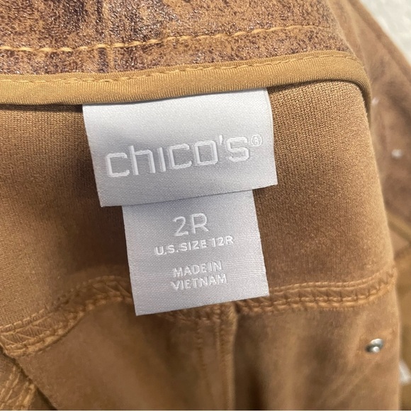 Chicos faux leather pants brown women’s 2R (Large) high rise soft - Picture 8 of 9